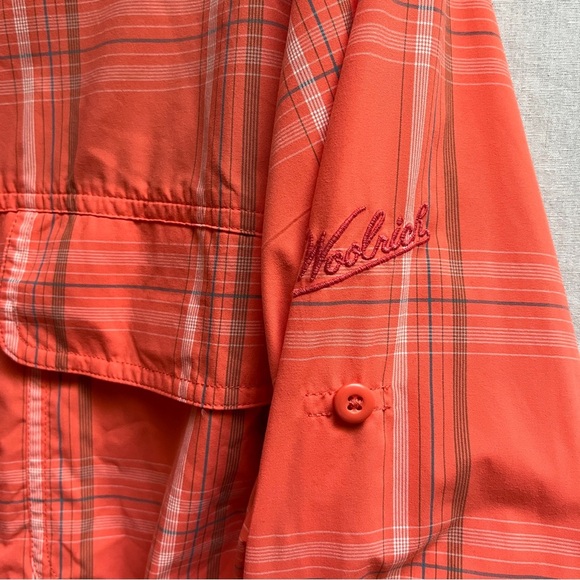 Woolrich Men's orange Plaid button down shirt Sz M - Picture 5 of 9